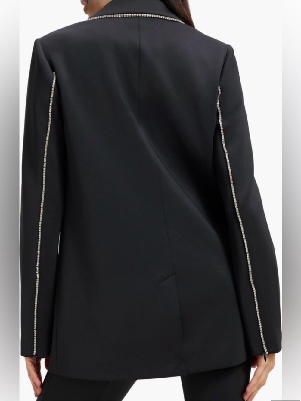 Good American Scuba Crystal Embellished Double Breasted Scuba Blazer Sz M - Picture 4 of 15